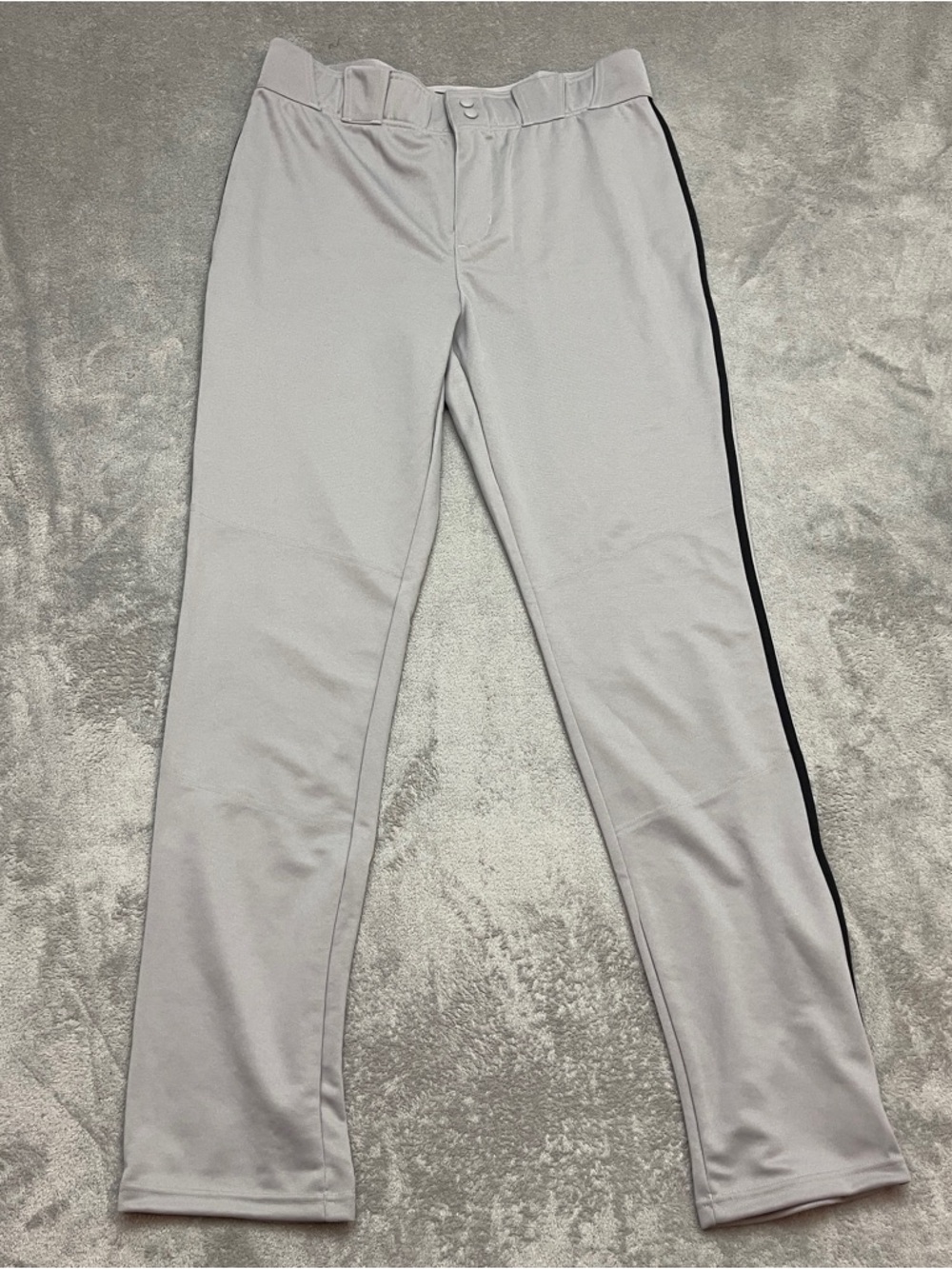 Adidas Sports Icon Pro Baseball Pants Mens L Gray /Black Piped Open Hem GU3107